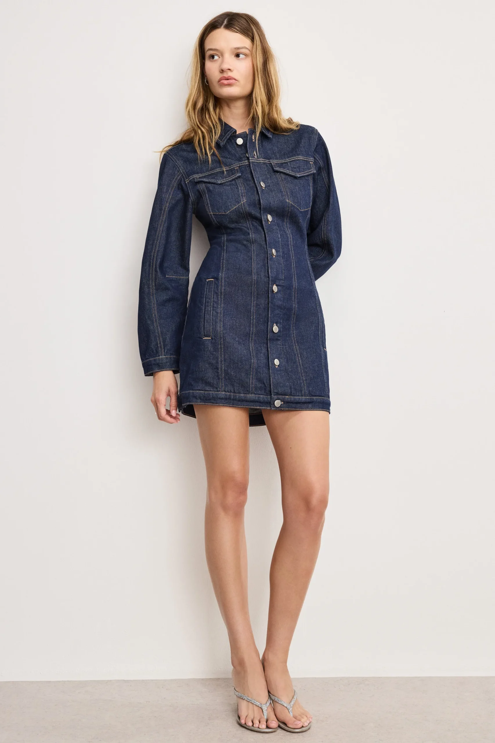 barrel long sleeve mini dress