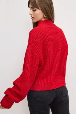 chunky knit mock neck sweater