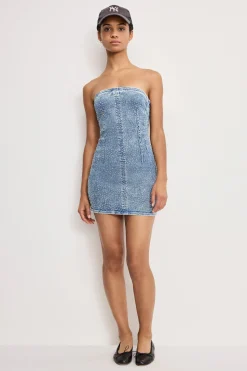 crystal strapless mini dress