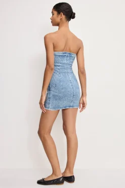 crystal strapless mini dress