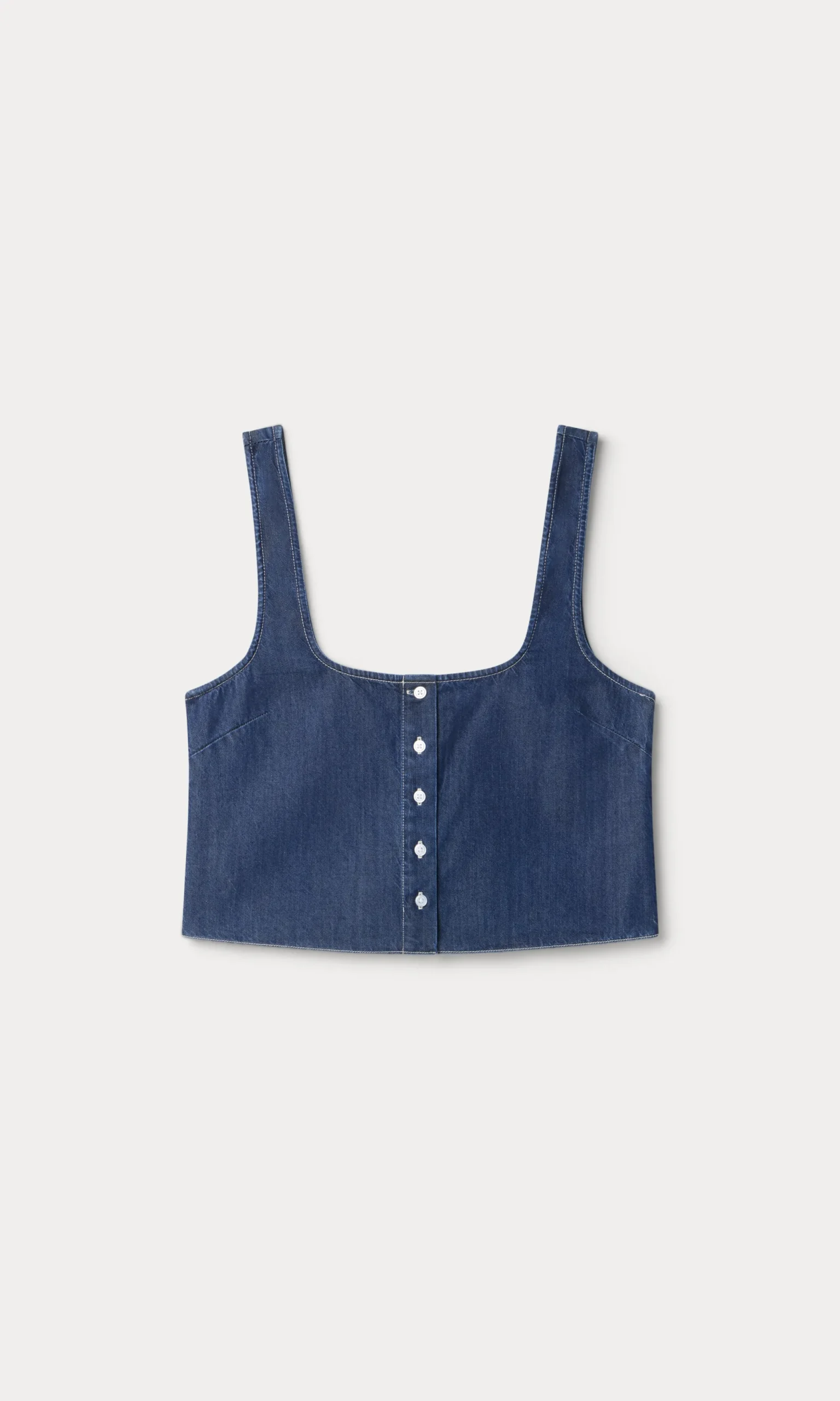 denim button front tank