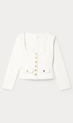 denim fitted button front jacket
