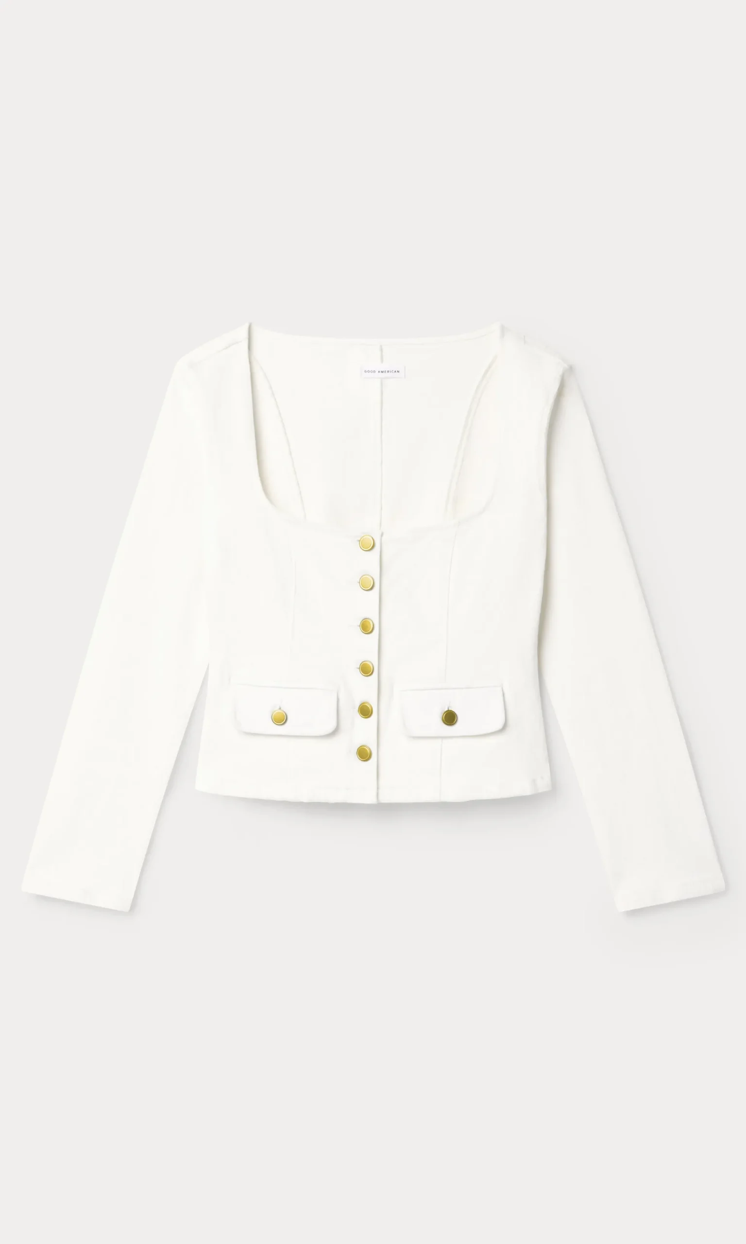 denim fitted button front jacket