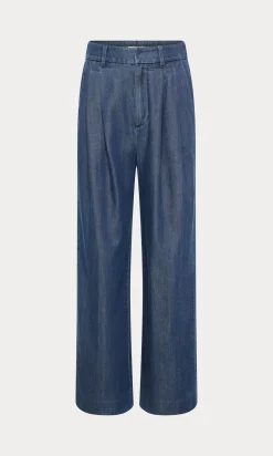 denim high rise cropped wide leg trouser