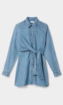 denim wrap shirt dress