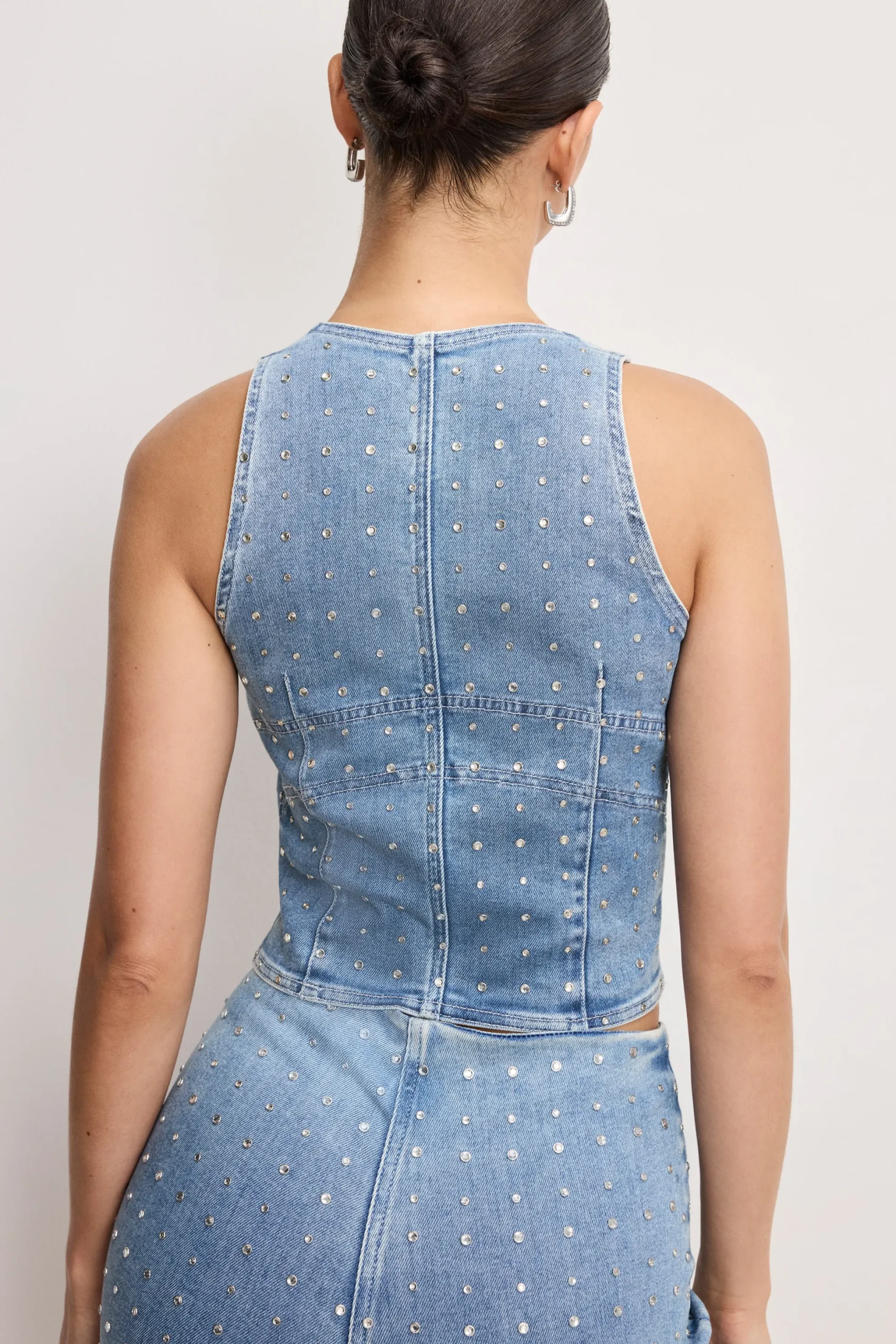 dolly crystal denim vest