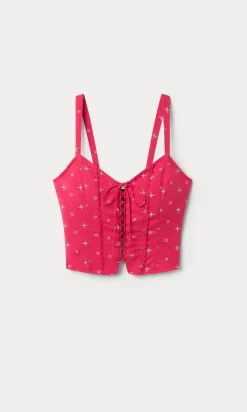 dolly lace up poplin tank