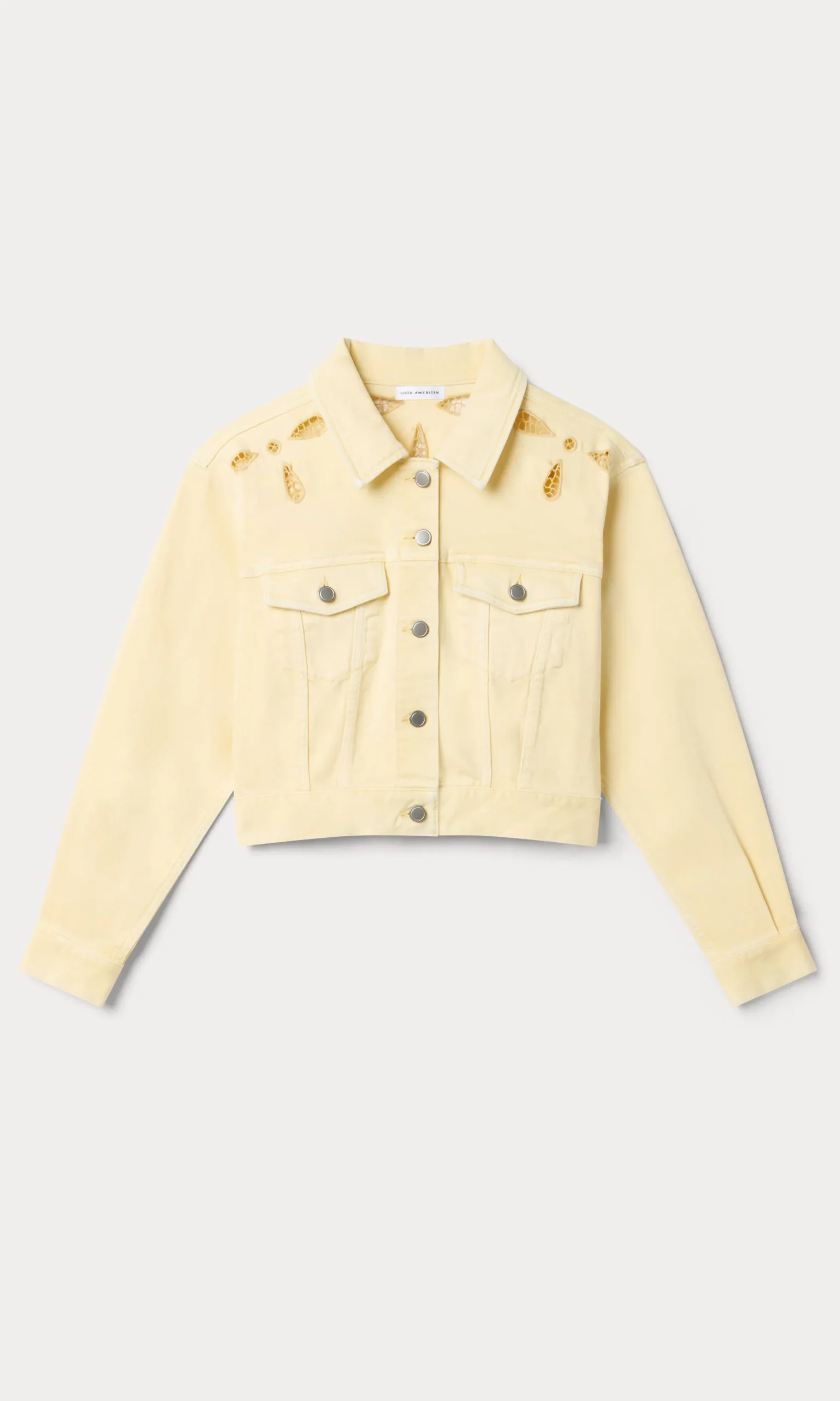 essential crop denim jacket embroidered