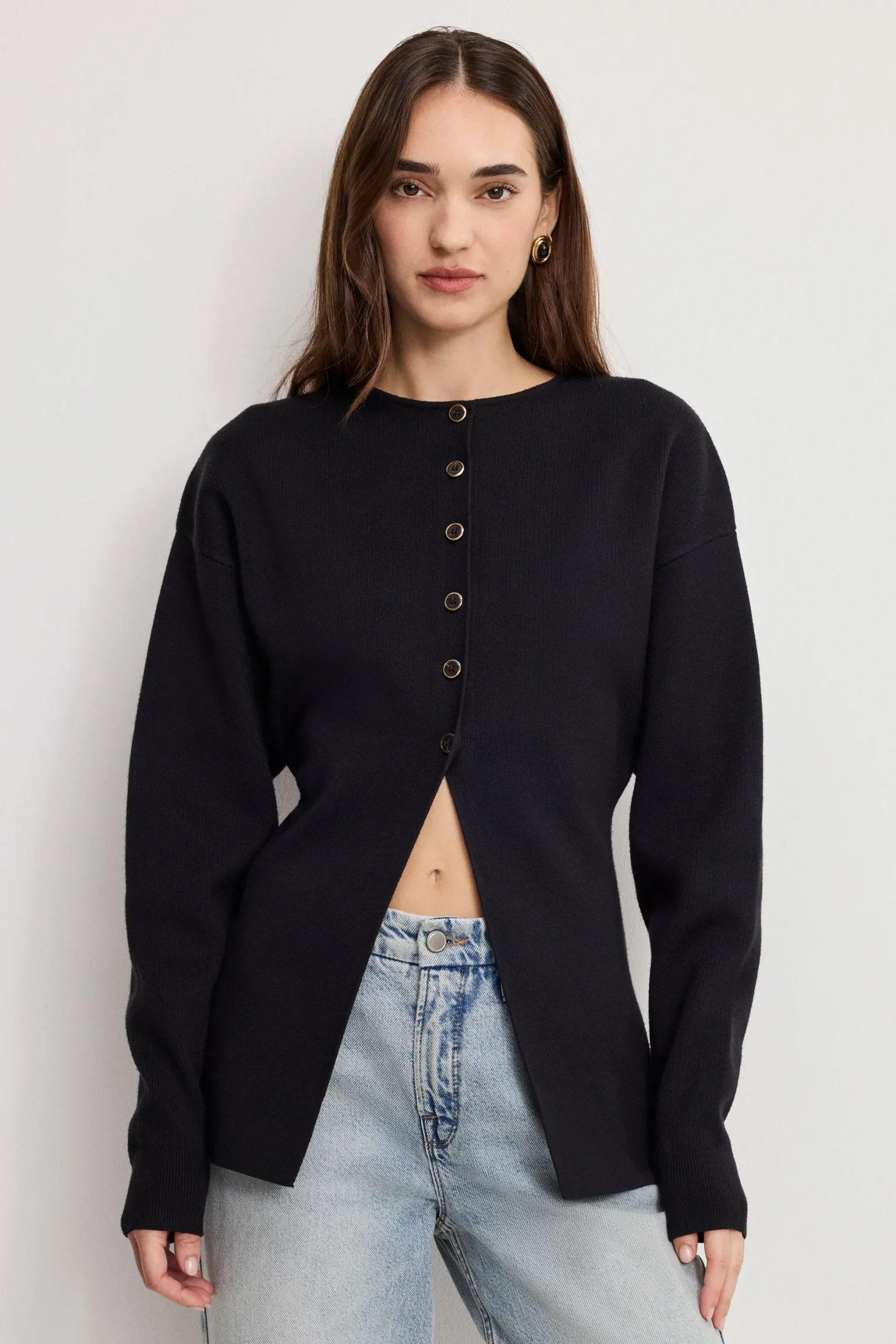 exaggerated sleeve cardigan sweater