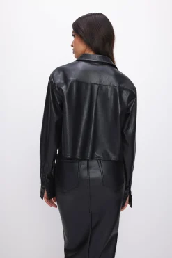 faux leather cropped shirt