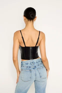 faux leather lace up bustier
