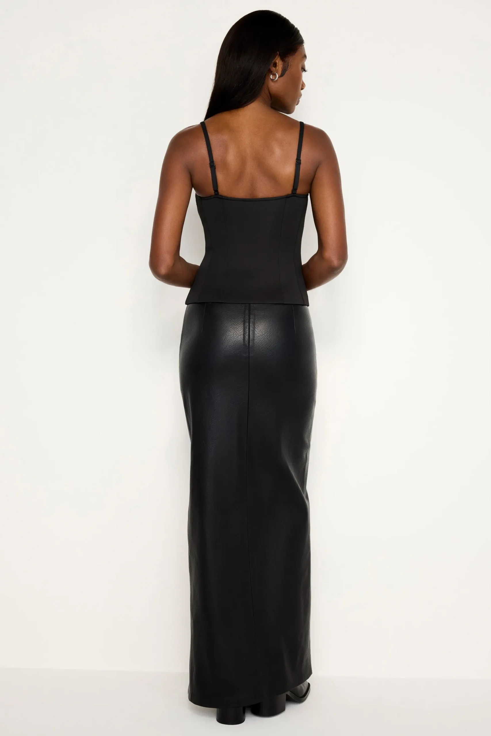 faux leather maxi skirt