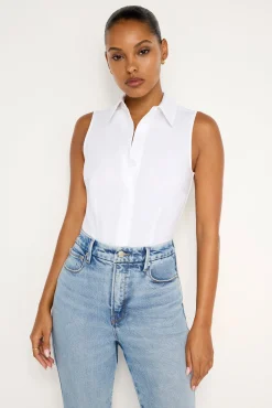 fitted tank poplin bodysuit