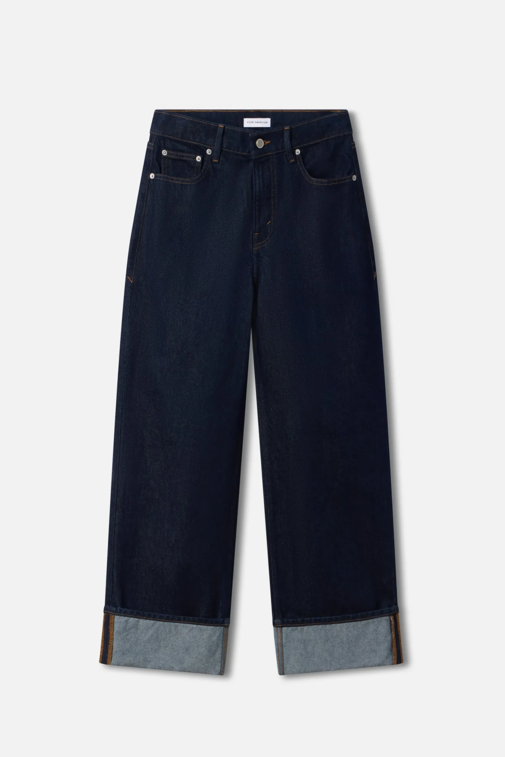 good low rise baggy cuffed jeans