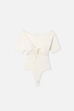 jersey twist front bodysuit