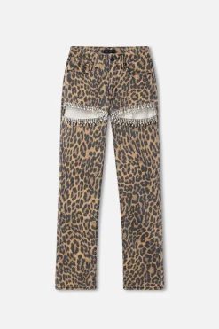 leopard good icon straight diamond jeans