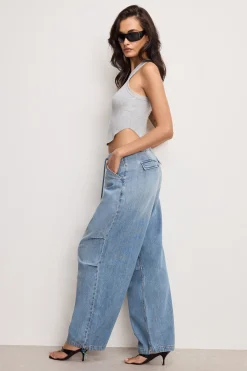 lite linen denim parachute pants
