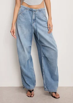 lite linen denim parachute pants