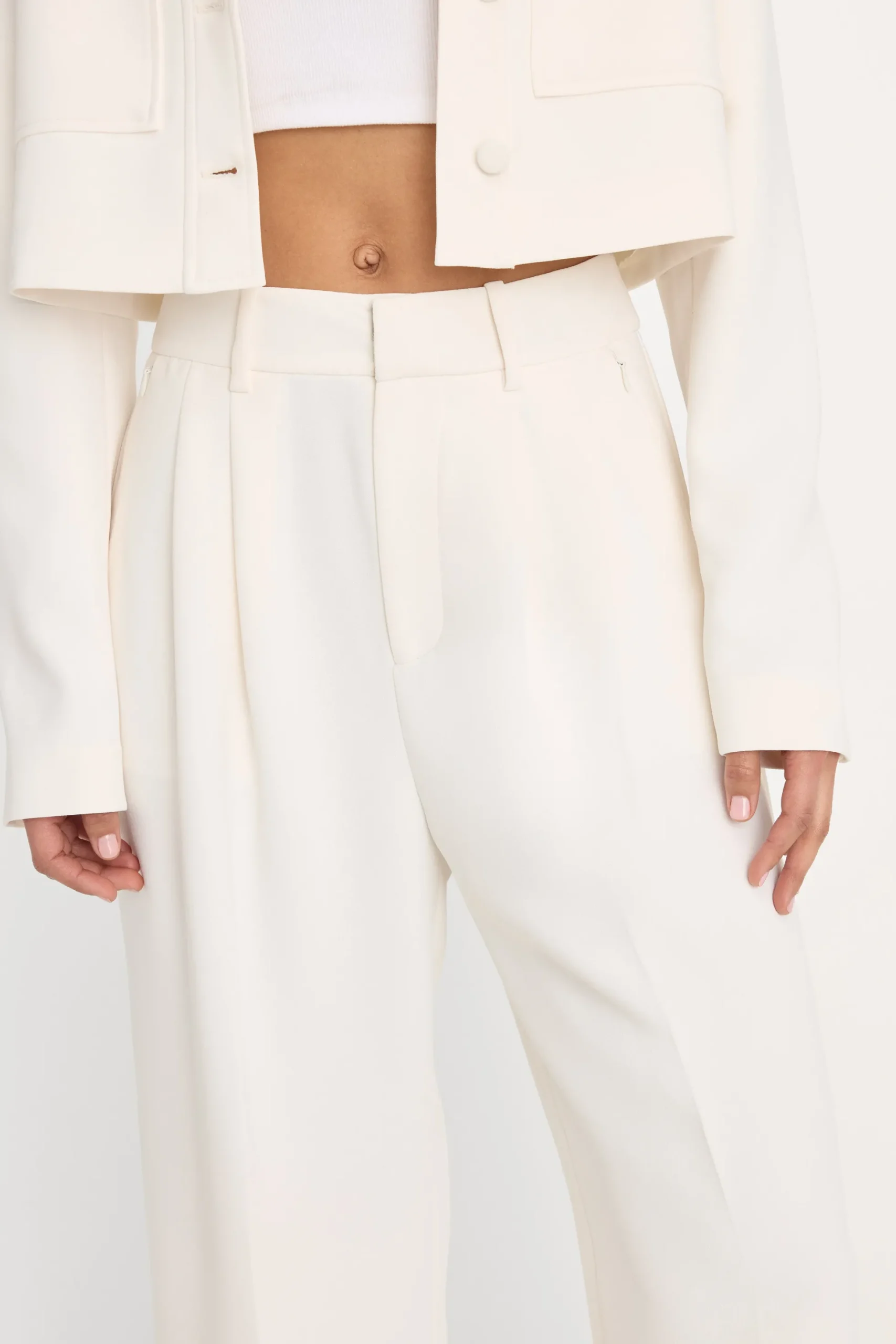 luxe suiting high-rise cropped wide leg trouser