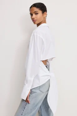 poplin tie back shirt