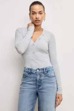 ribbed henley bodysuit