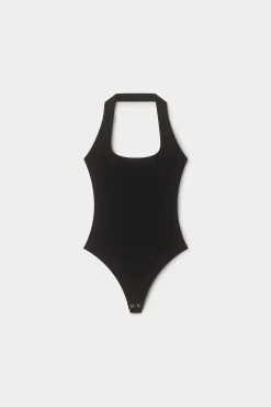 sculpting halter square neck bodysuit