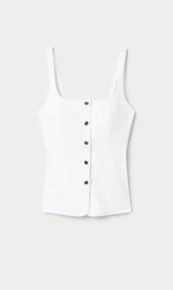 sleeveless denim button front top