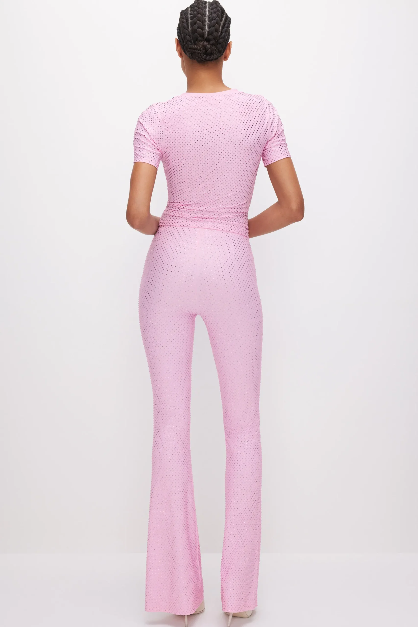 smooth matte crystal pull-on flares