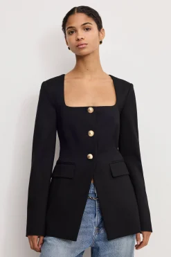 soft stretch ponte sculpted blazer