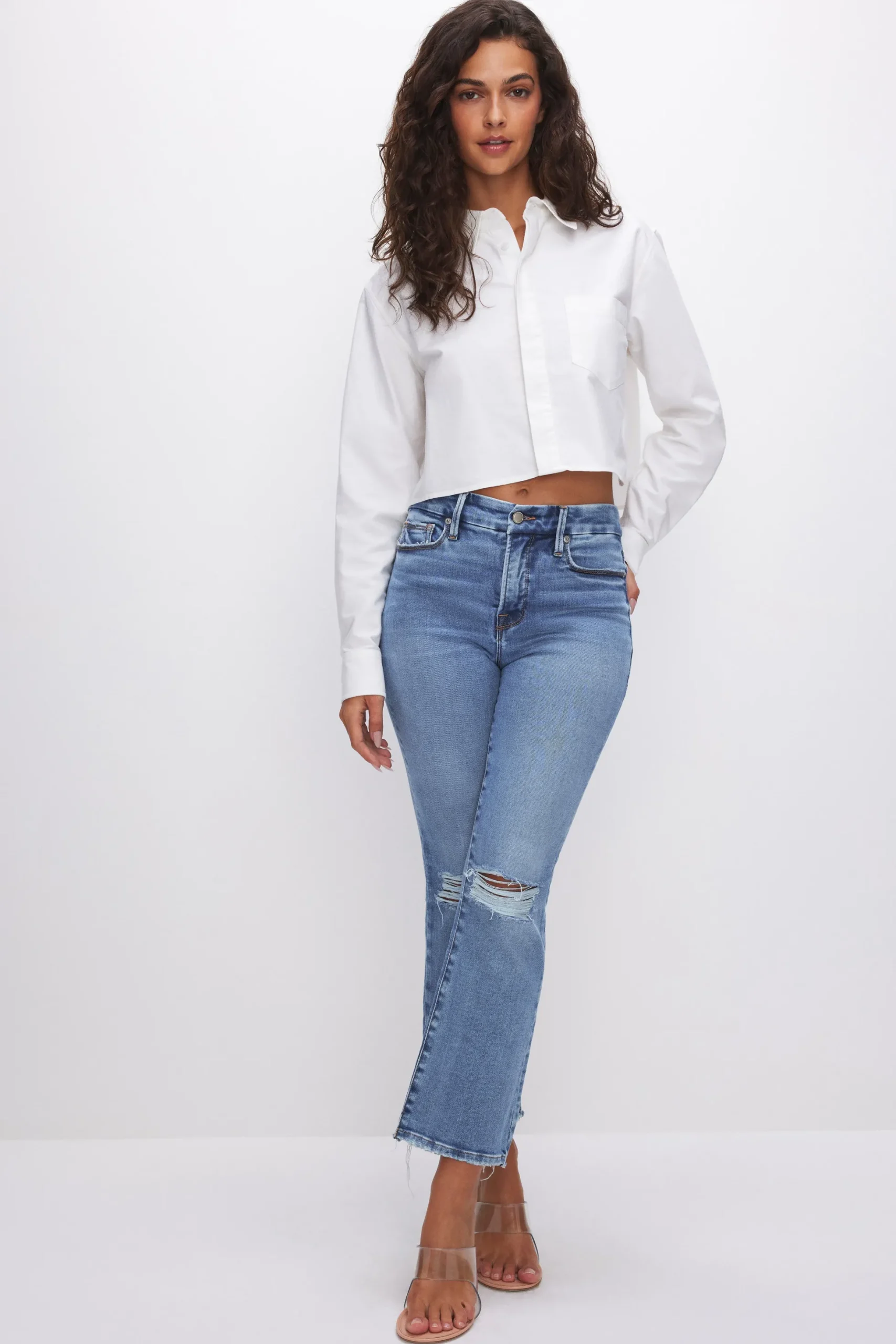 soft tech good legs cropped mini boot jeans