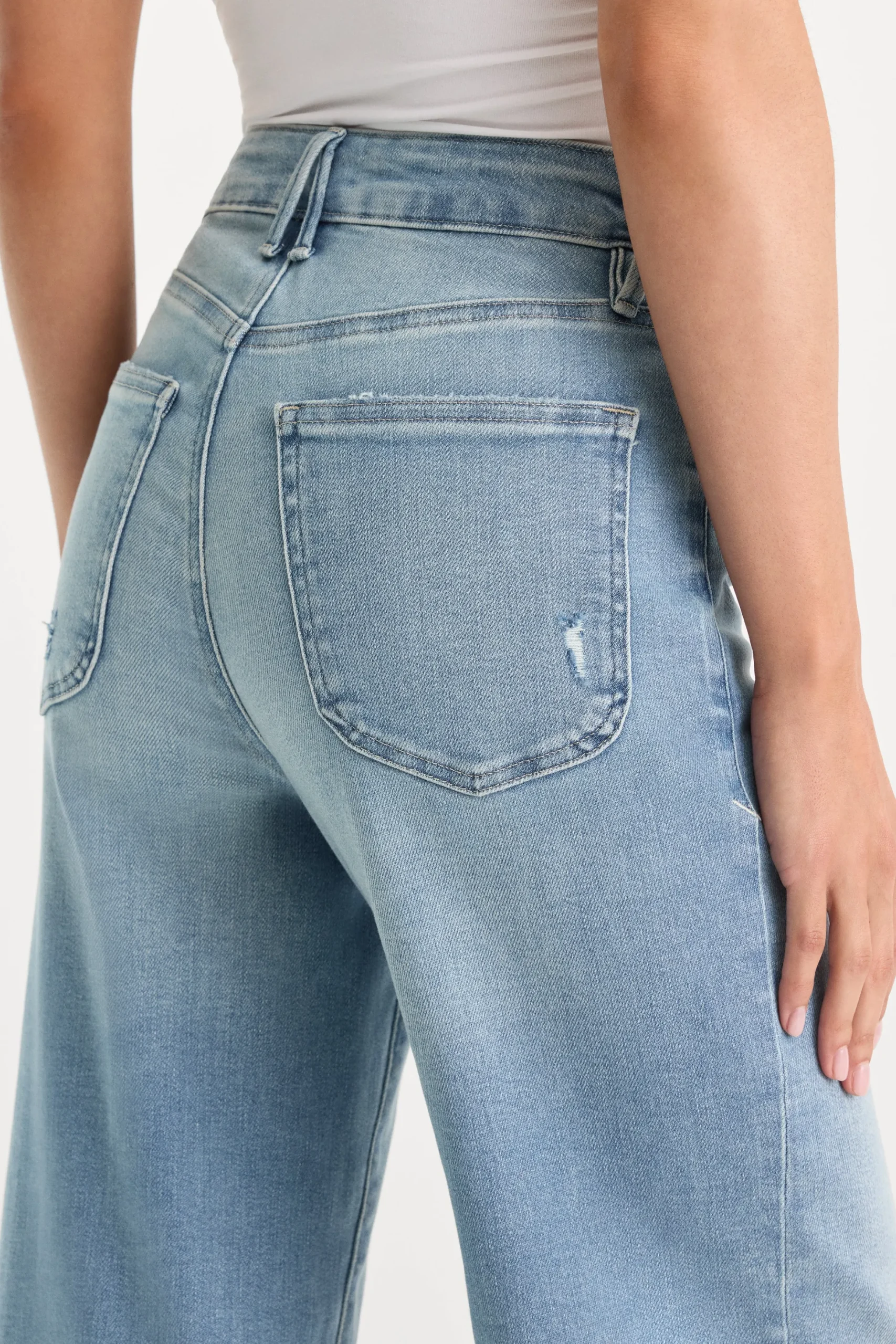 soft tech good waist palazzo cropped jeans