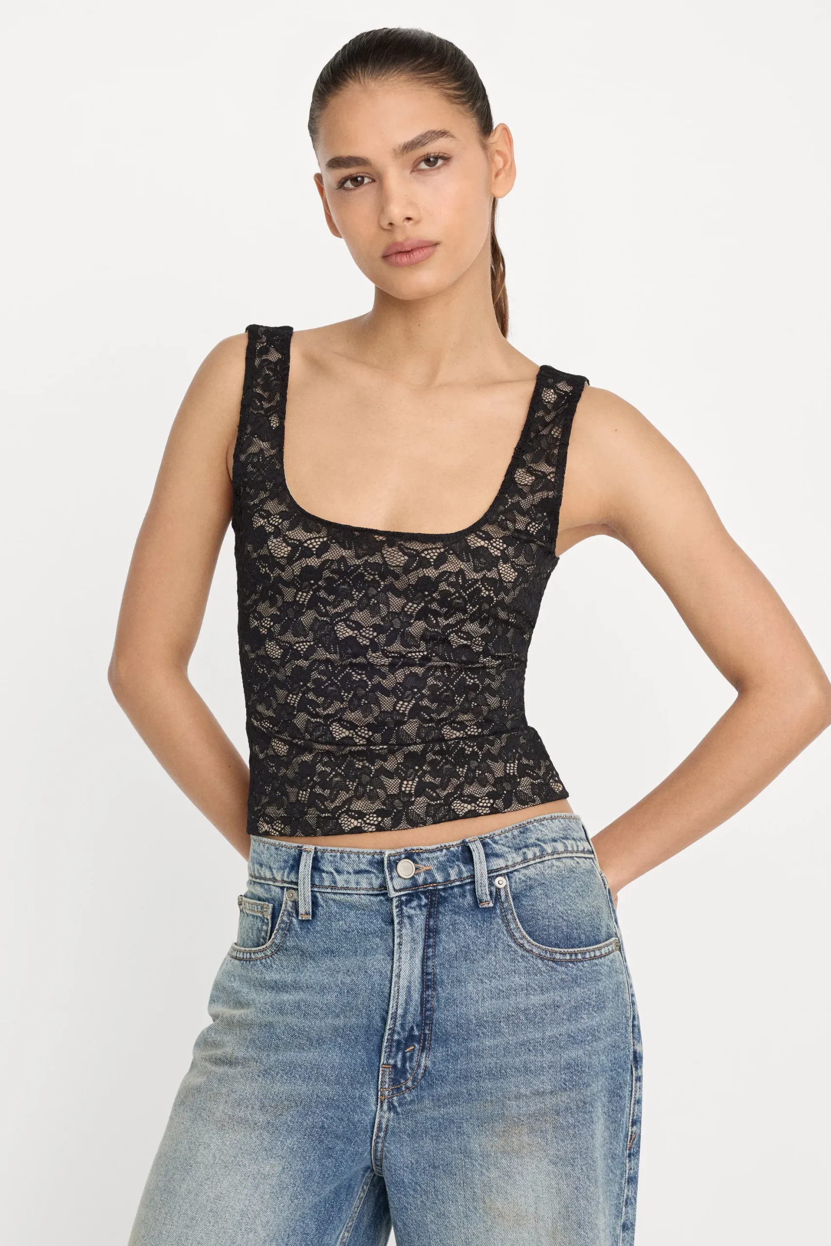 stretch lace scoop tank