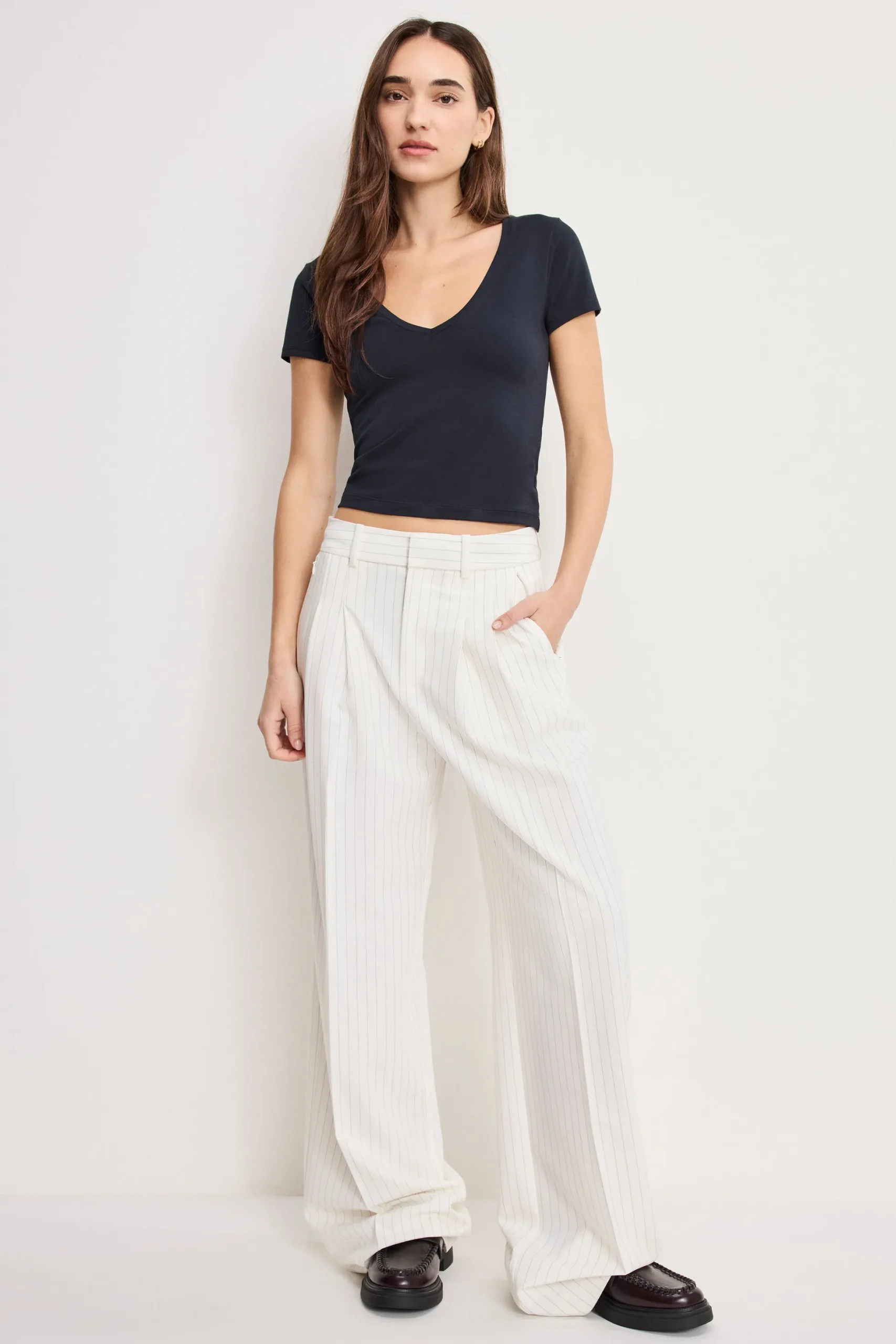 super stretch v neck baby tee