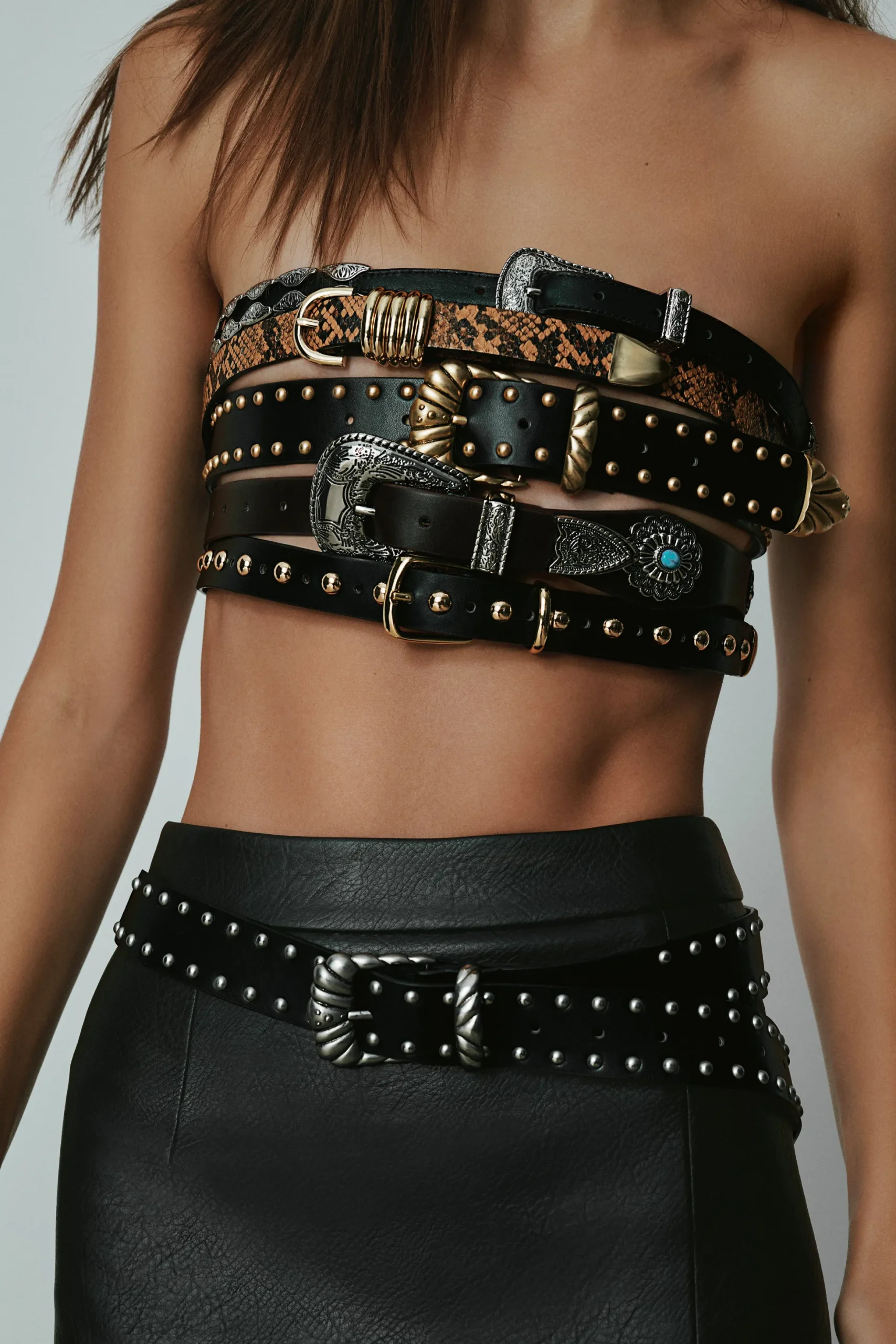wide studded western belt